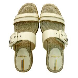 New! Sam Edelman Leather Carson Platform Wedge Sandals Off White Women 7.5 NWOB